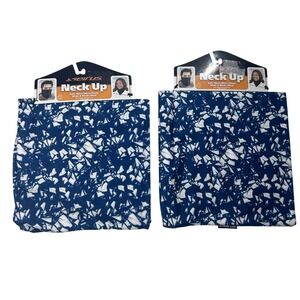 Seirus Neck Up Gaiter Warmer Micro Fleece Navy Blue White Geometric Print NEW